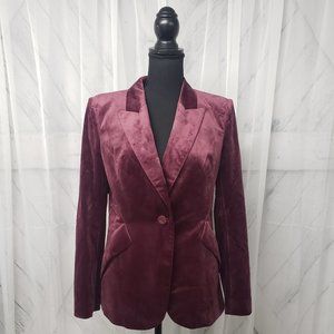 White House Black Market Velvet Blazer in Deep Burgundy